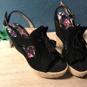 Christian Lacroix Black Platform Shoes, Womens Sz7